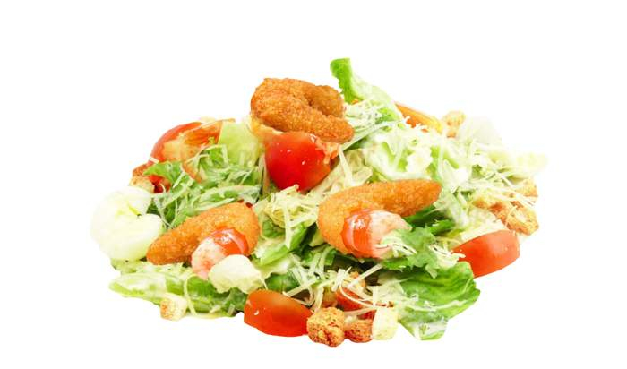 Салат Цезарь с креветками